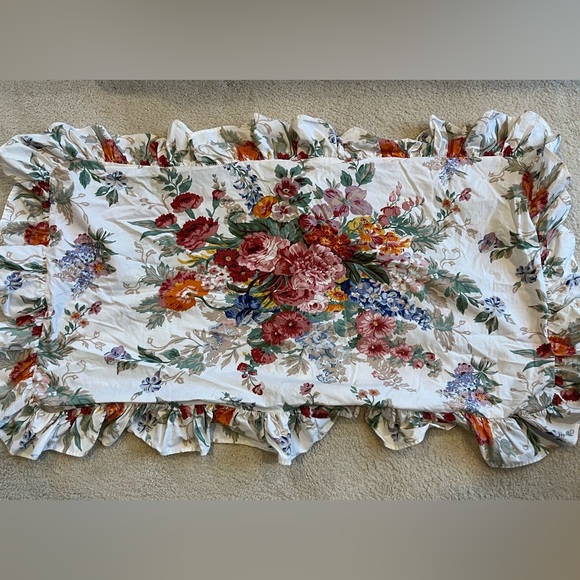 Vintage Ralph Lauren Beach Floral Ruffled Sham